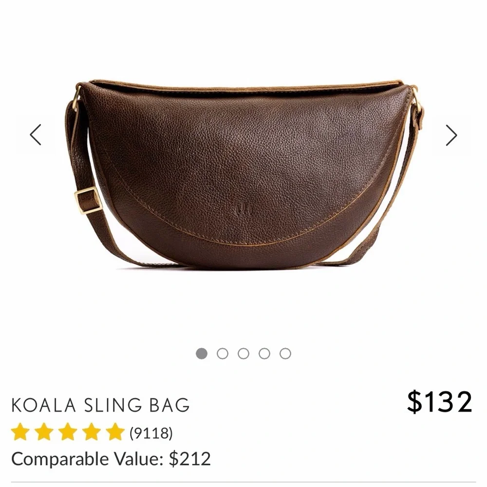 Portland Leather Large Koala Sling Bag – Coldbrew – Brand New in Box